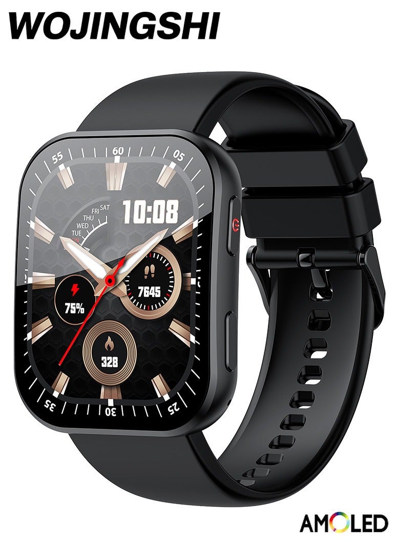 Shenzhen brand WOJINGSHI H05 unisex smartwatch, featuring a 1.96-inch AMOLED display, IP67 dust and water resistance, health monitoring, activity tracking, smart notifications, Bluetooth calling, as well as functions such as women's health management, breathing exercises, and mood tracking